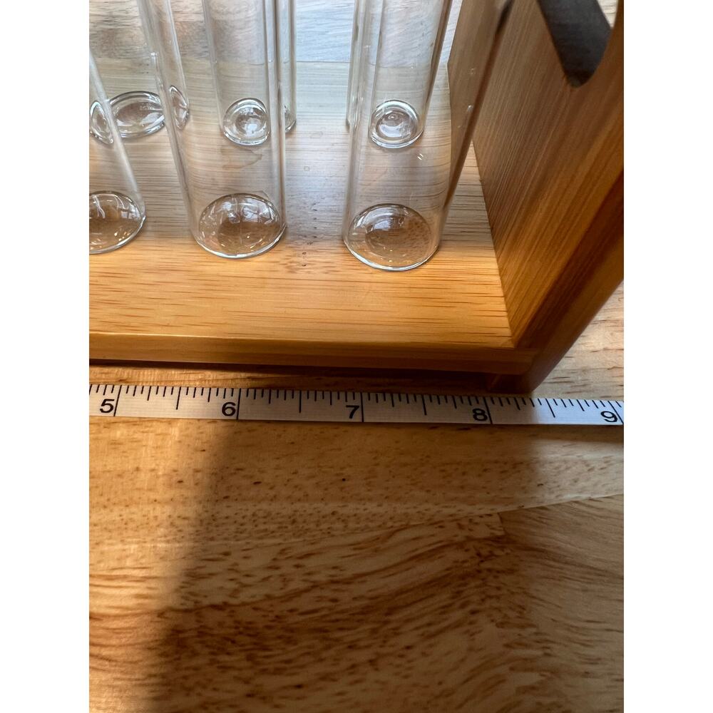 12 Capped Glass Test Tubes with Wood Stand Display Rack Science Lab Testing - Picture 7 of 12